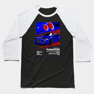 Nissan Skyline GT R 34 Blue with rear light Baseball T-Shirt